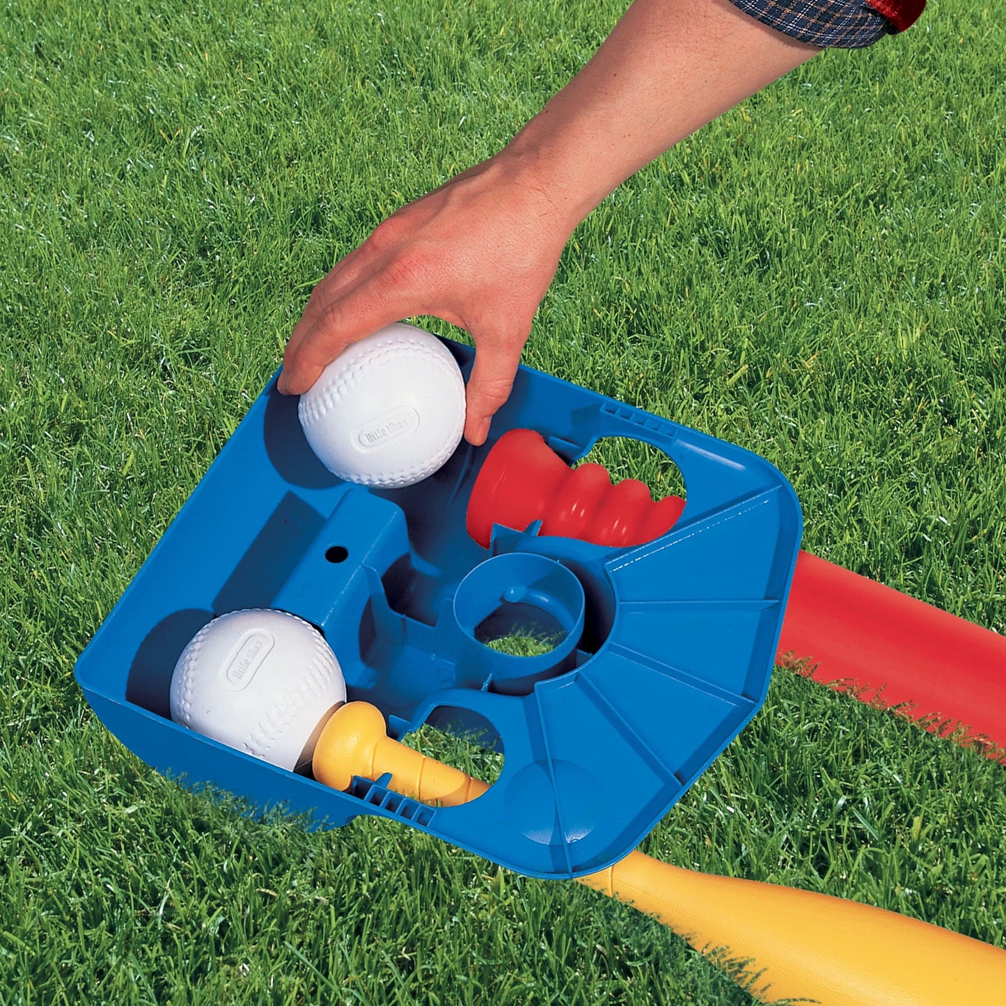 Totsports Kids T-Ball Set with Bat and 2 Balls, Outdoor Backyard Toy Sports Play Set, Red- for Toddlers Kids Girls Boys Ages 18 Months to 2 3 4 Year Old