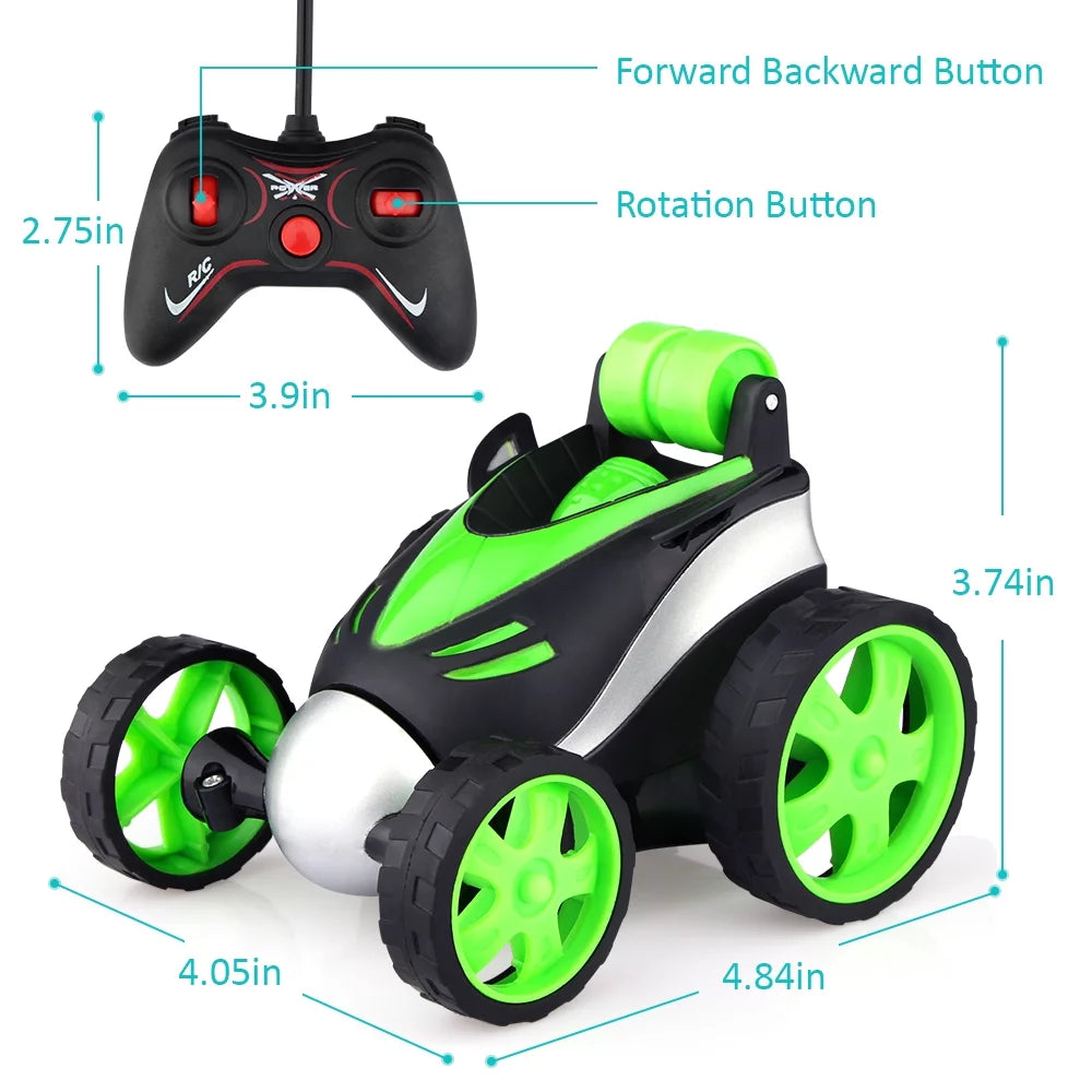 Rolling Remote Control Car, RC Roller Stunt Car 360 Degree Rotation Gifts for Kids Racing Toys, Kids 3 4 5 6 7 8 9 10 Years Old Boys and Girls, Green