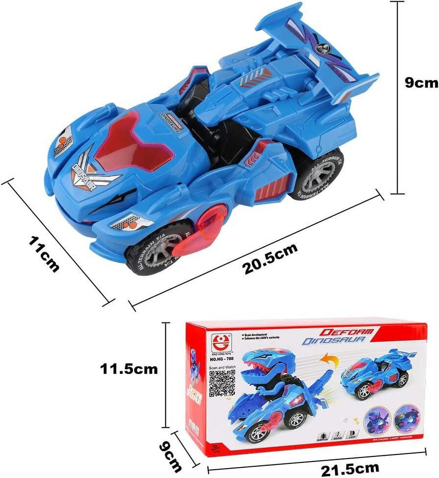 Transforming Dinosaur Car Toys,2 in 1 Automatic Dinosaur Transform Car Toy,Dinosaur Transforming Toy for Kids 3 Year Old and Up