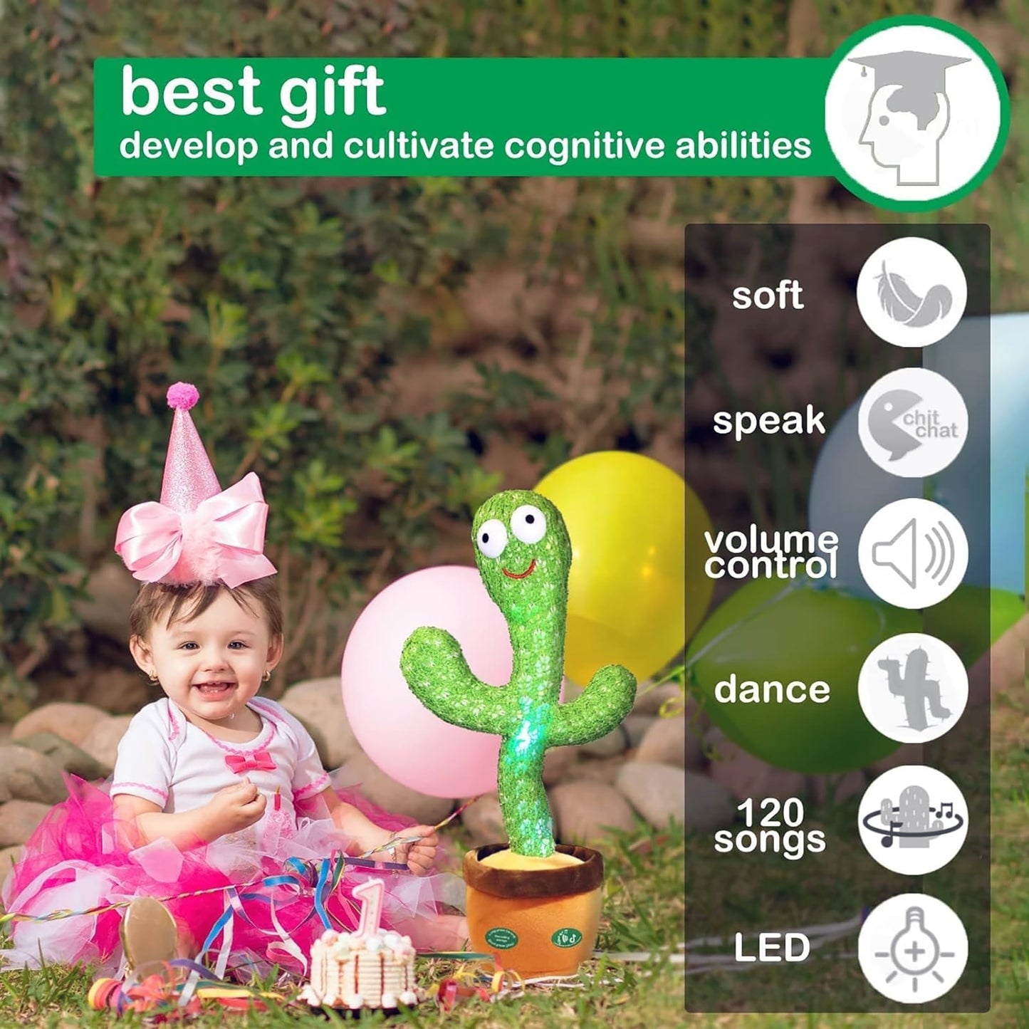 Dancing Cactus Toys, a Cactus That Can Dance, Sing, Twist, and Shine 120 English Dance Recordings Learn to Speak (Dancing Cactus Simple)