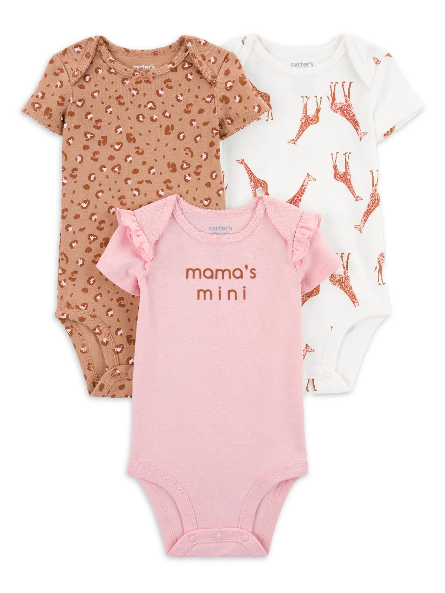 Baby Girl Bodysuits, 3-Pack, Sizes Preemie-18 Months