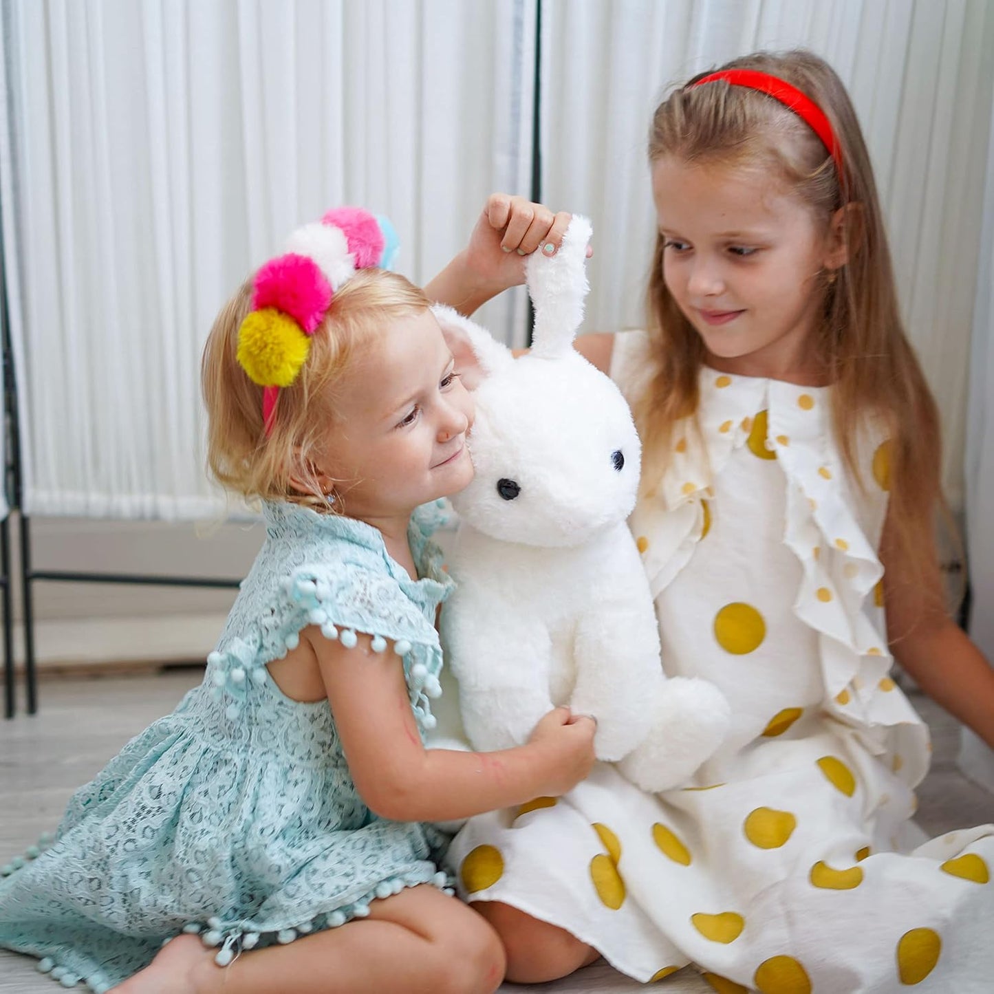 Rabbit Bunny Stuffed Animals Plush Toys with Pink Ears for Kids Girls Boys Girls Babies Birthday Easter Christmas Bedtime Gifts, off White