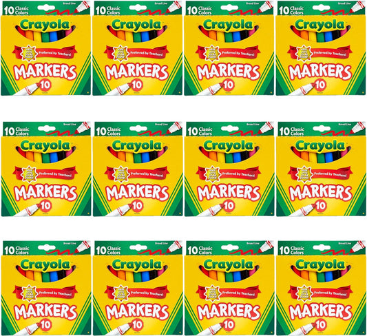 Broad Line Markers (12 Packs), Bulk Markers for School, Coloring Markers for Kids, Teacher Classroom Supplies, Ages 3+