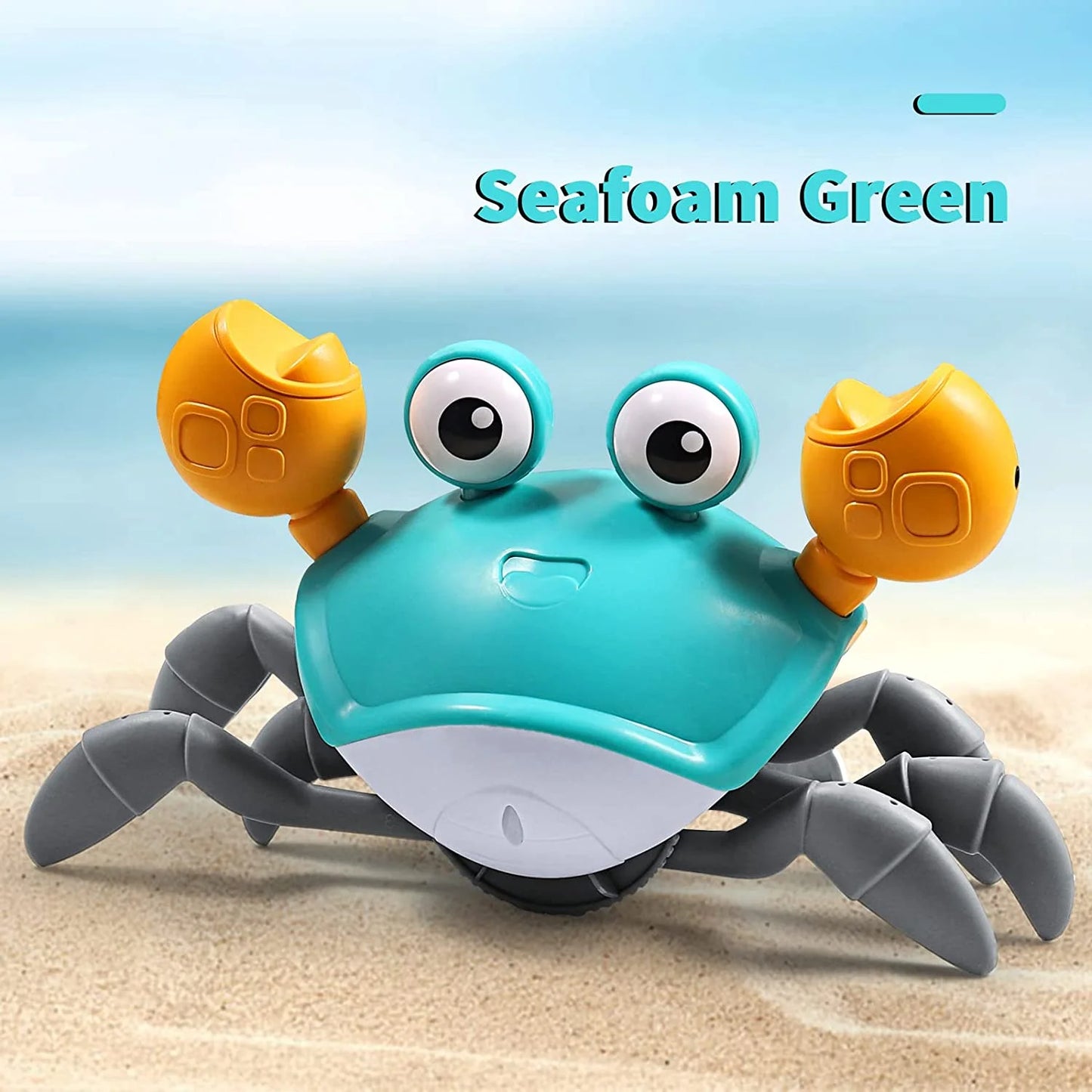 Sensing Crawling Crab, Tummy Time Baby Toys, Interactive Walking Dancing Toy with Music Sounds & Lights, Newborn Infant Fun Birthday Gift Toddler Boy Girl, USB Charging Cable Included (Green)