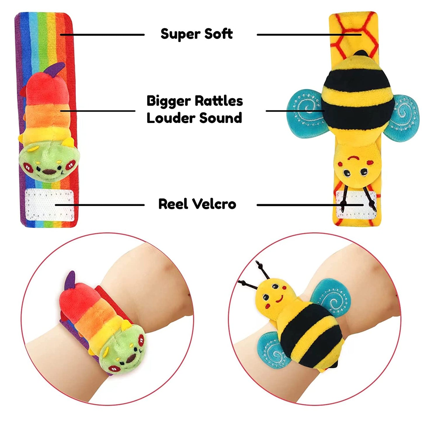 Baby Wrist Rattle Socks and Foot Finder Set, Perfect Baby Toys for 0-12 Months Newborn Boys and Girls as Baby Shower Gifts, Garden Bug Series