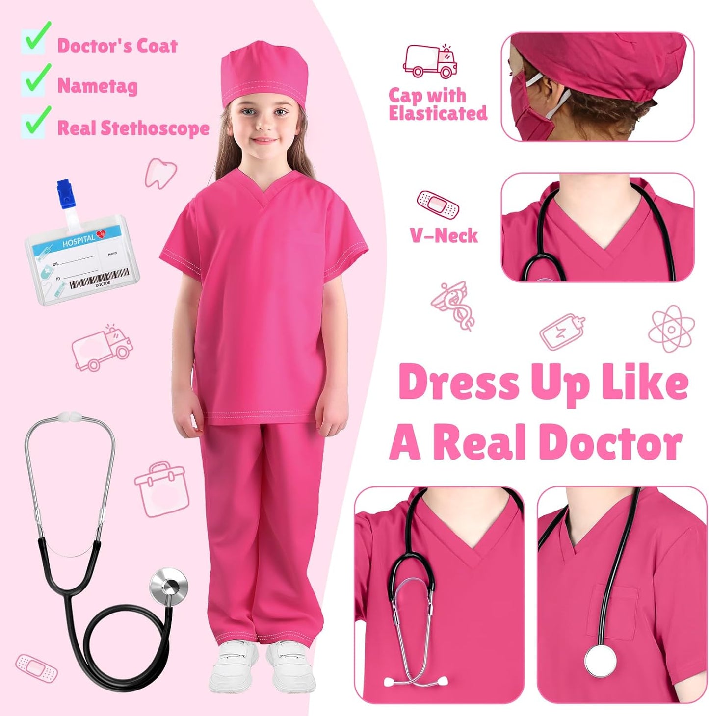 Doctor Costume for Kids Scrubs with Accessories Costume for Kids Toddler Halloween Costumes for Kids…