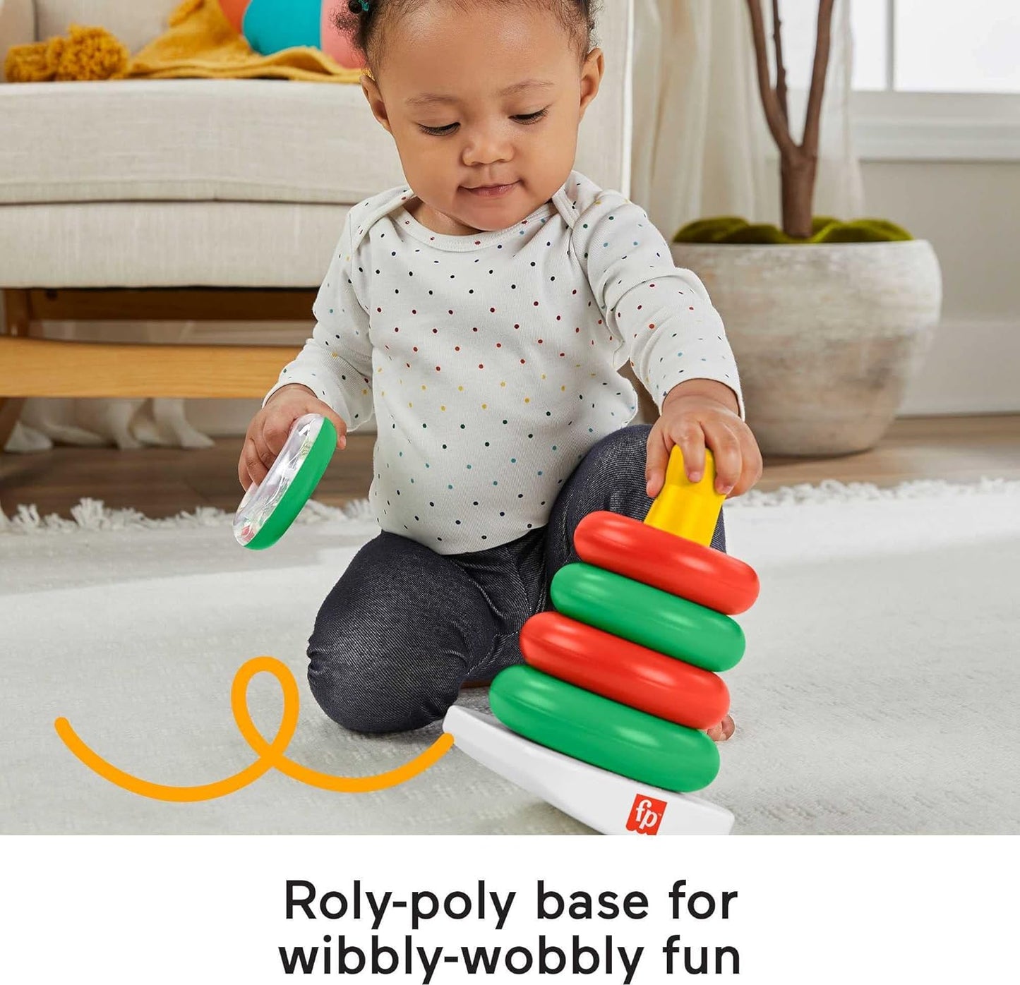 Baby Toy Holiday Rock-A-Stack, Red & Green Ring Stacking Activity for Developmental Play Infants Ages 6+ Months