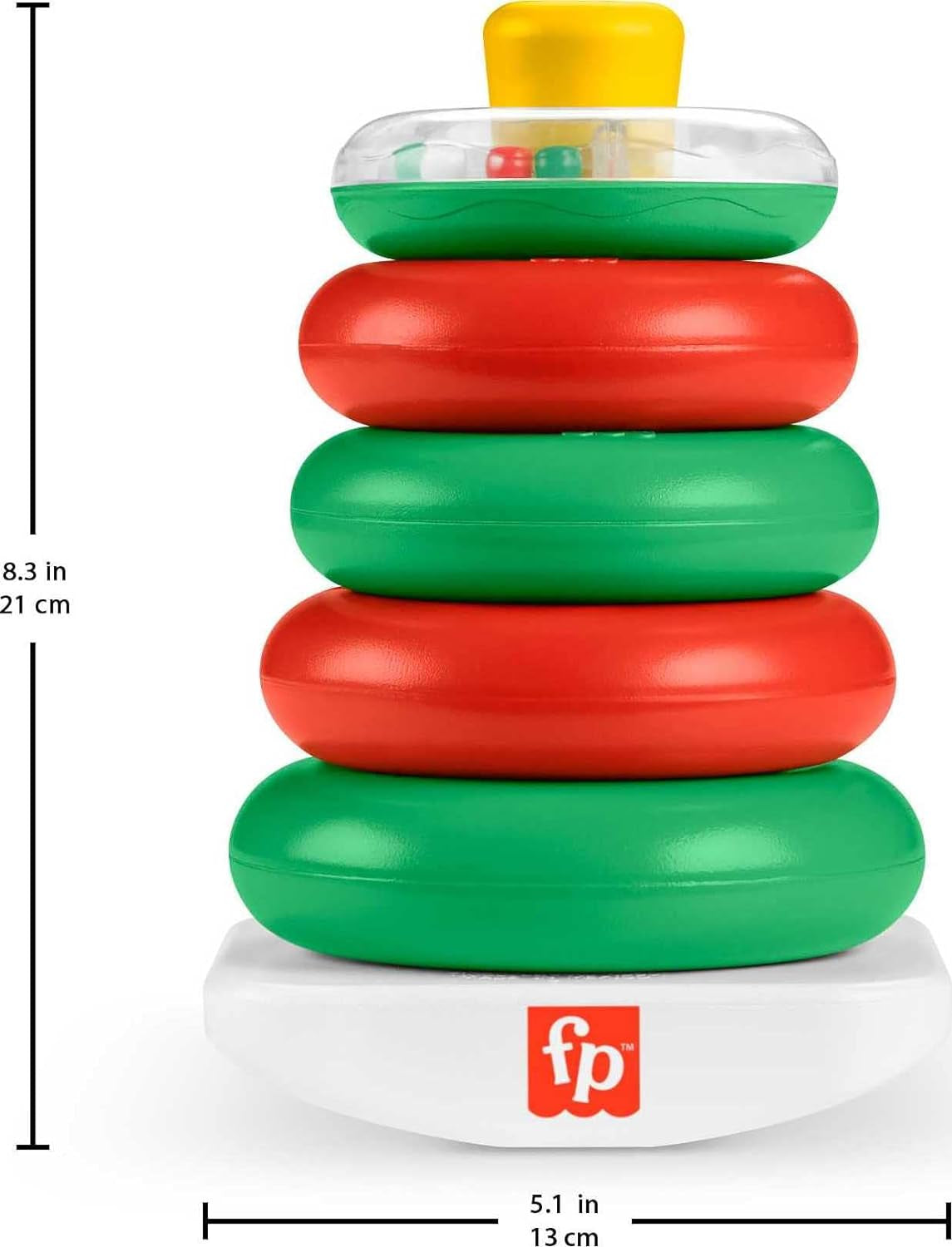 Baby Toy Holiday Rock-A-Stack, Red & Green Ring Stacking Activity for Developmental Play Infants Ages 6+ Months