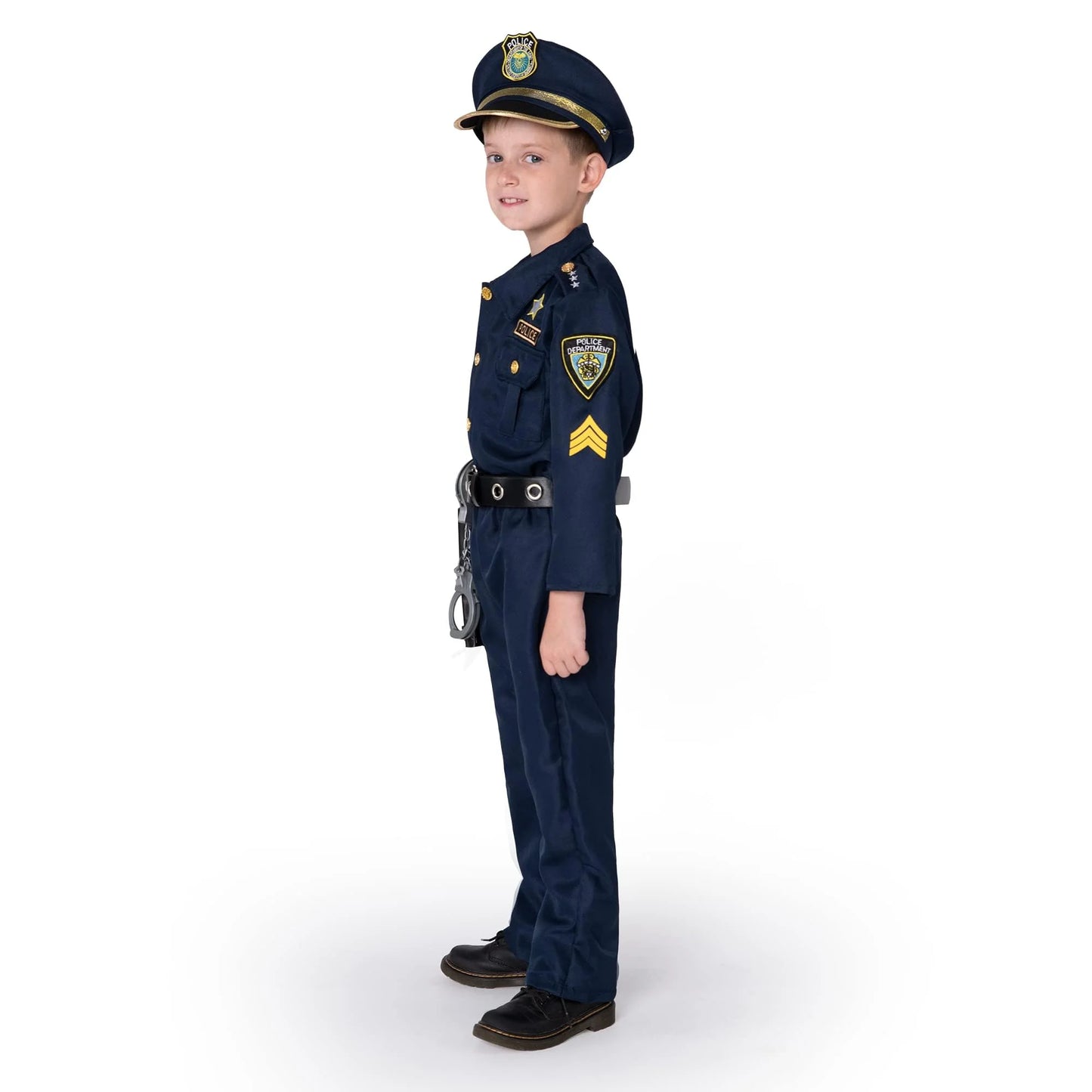 Police Officer Costume Set for Boys, Police Man Pretend Kit Halloween Costume Cosplay for Toddler Kids 3-10 Years