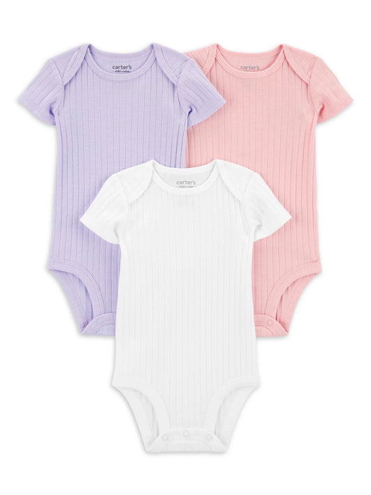 Baby Girl Bodysuits, 3-Pack, Sizes Preemie-18 Months