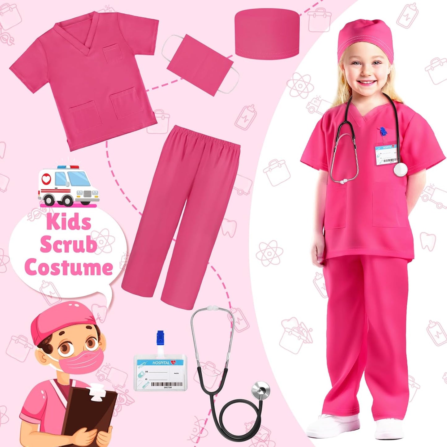 Doctor Costume for Kids Scrubs with Accessories Costume for Kids Toddler Halloween Costumes for Kids…