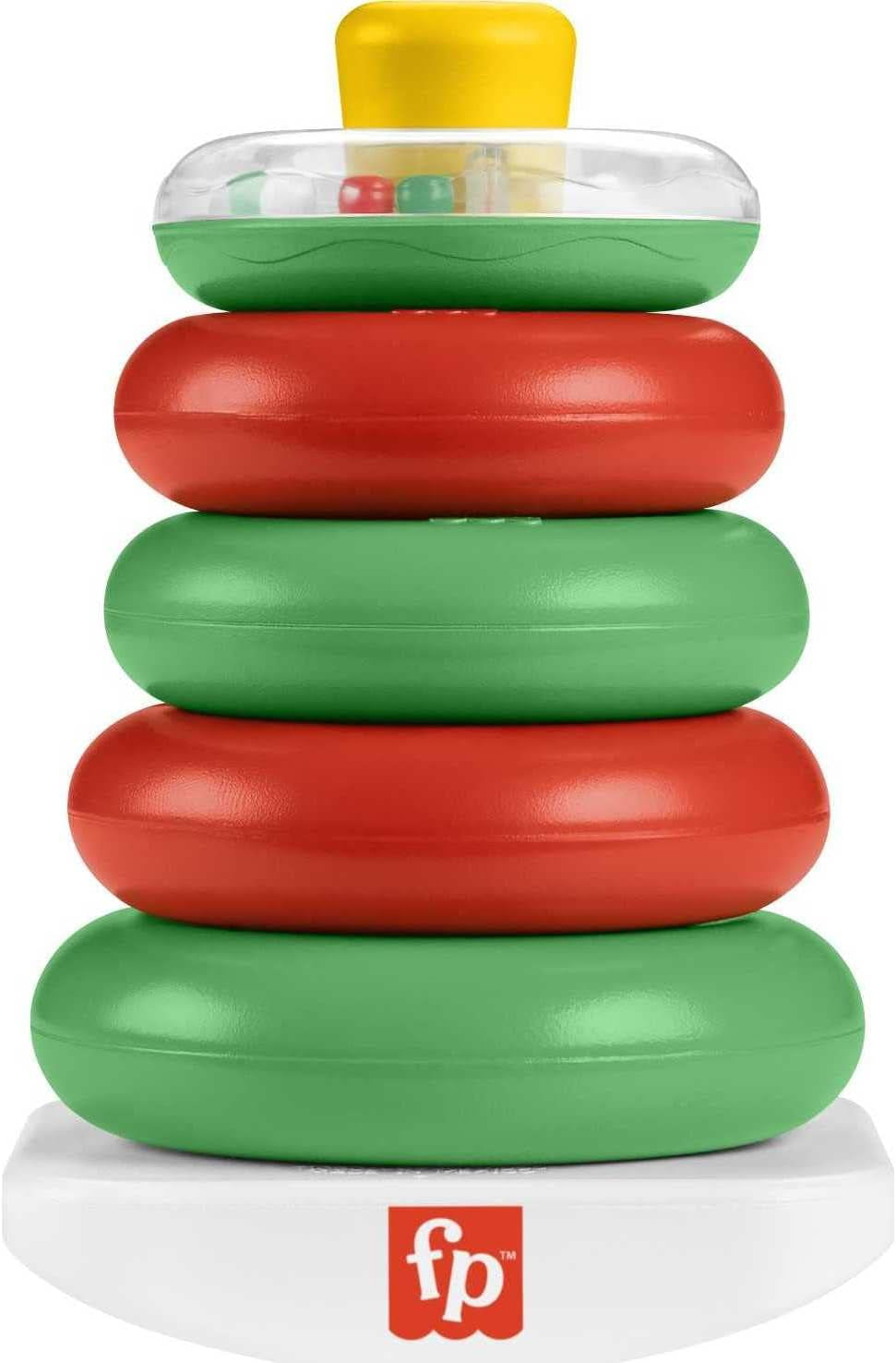 Baby Toy Holiday Rock-A-Stack, Red & Green Ring Stacking Activity for Developmental Play Infants Ages 6+ Months