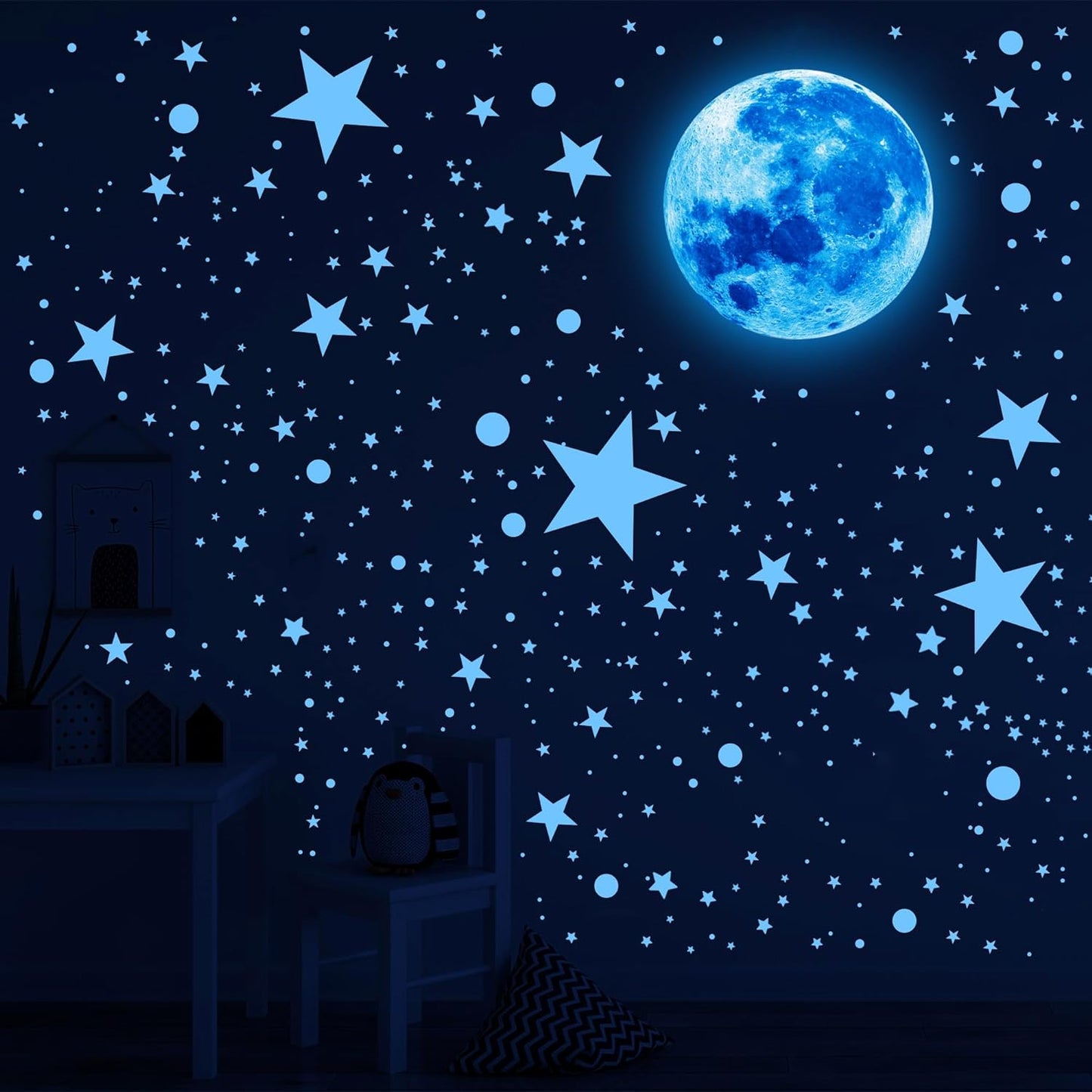 492Pcs Glow in the Dark Stars for Ceiling Glow in the Dark Moon and Space Wall Decals Glowing Galaxy Universe Planet Wall Stickers Ceiling Stars Glow in the Dark Kids Boys Bedroom Living Room Decor