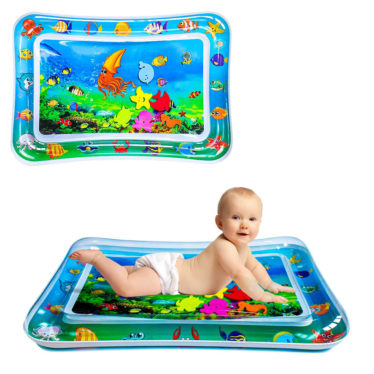 Water Mat Infant Toys, Water Mat Baby, Inflatable Play Mat Water Mat Baby Toys, Fun Early Development Activity Play Center for Newborn (27.5 X 20 In)