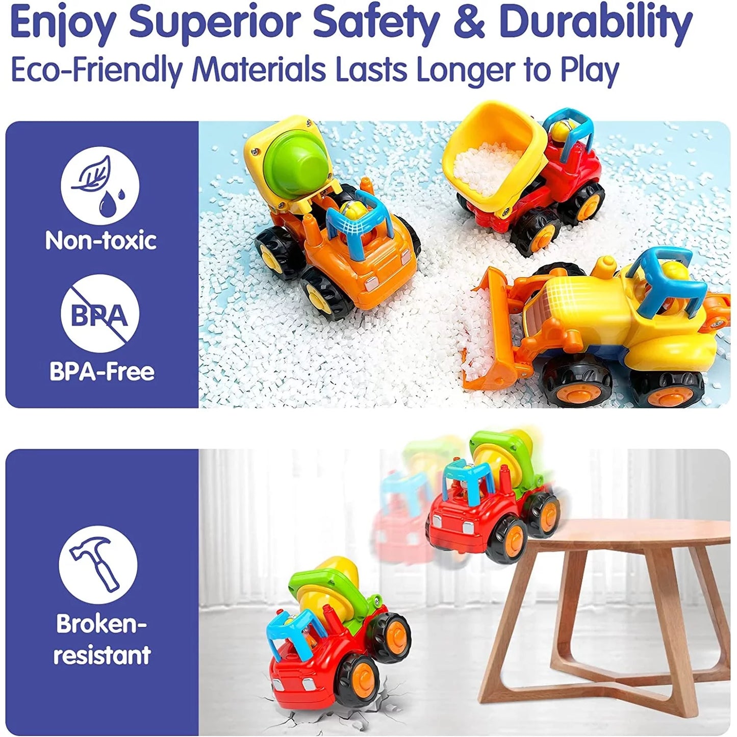 Baby Toys for 1 Year Old Boy Gifts - 4 Pcs Toy Trucks Mini Car Toys for 2 Year Old Boy, Toddler Toys Age 1 2 3 Year Old Boy Toys, Toddler Boy Toys for 1+ Year Old Boy Baby Birthday