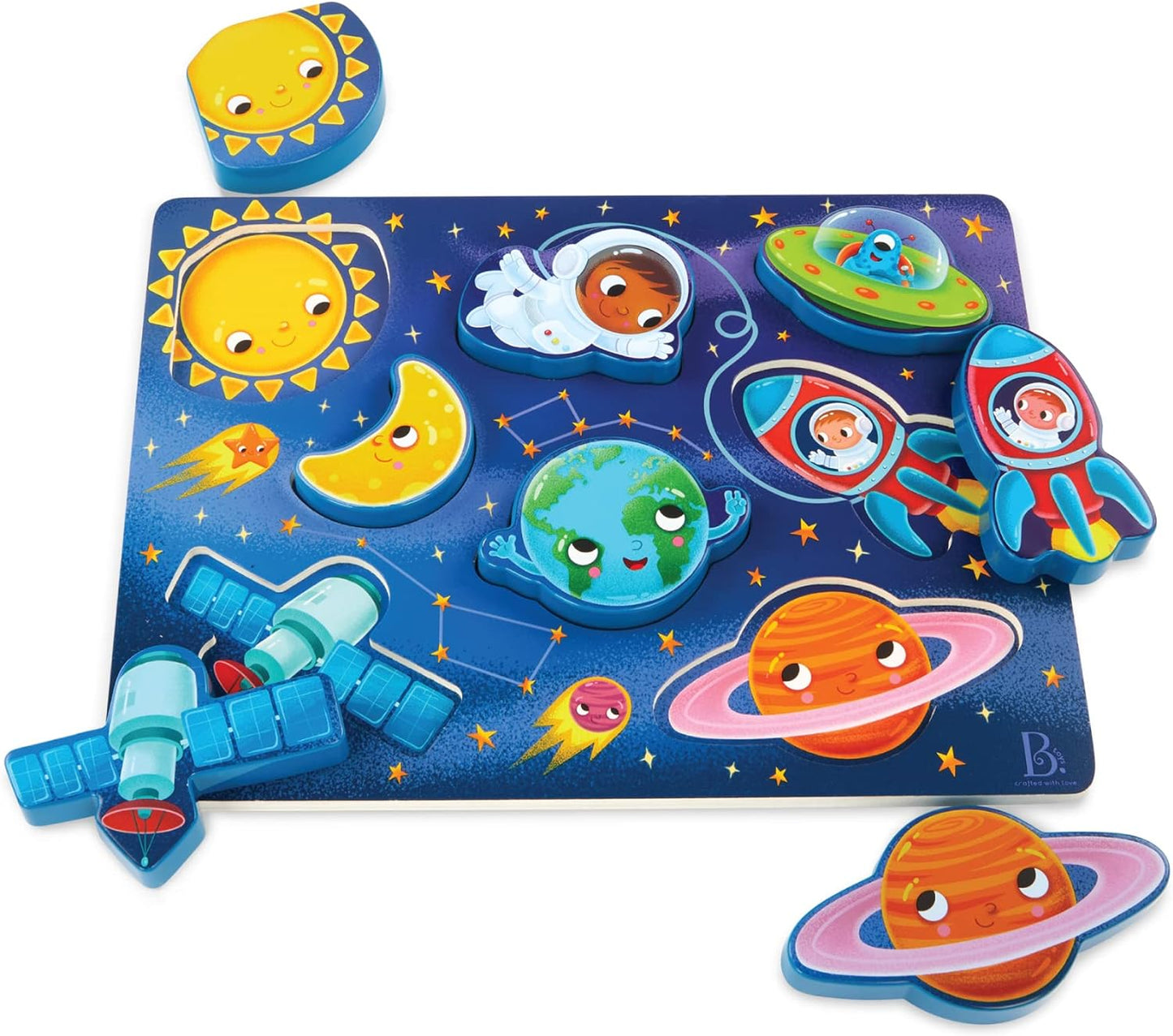 - Peek & Explore - Outer Space- Chunky Puzzle – Puzzle for Toddlers, Kids – Space Puzzle – Planets, Astronauts, Spaceships – 2 Years +