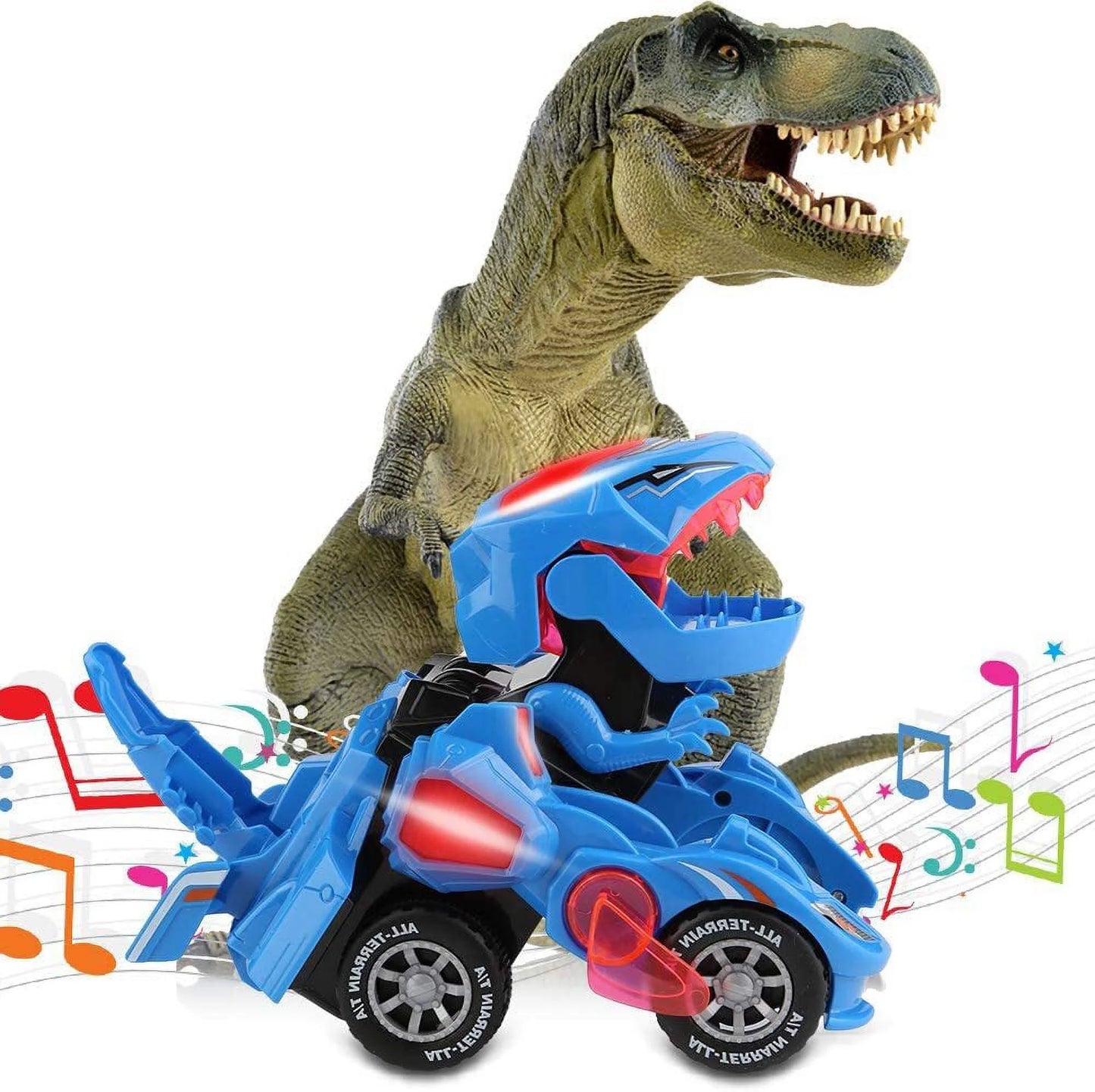 Transforming Dinosaur Car Toys,2 in 1 Automatic Dinosaur Transform Car Toy,Dinosaur Transforming Toy for Kids 3 Year Old and Up