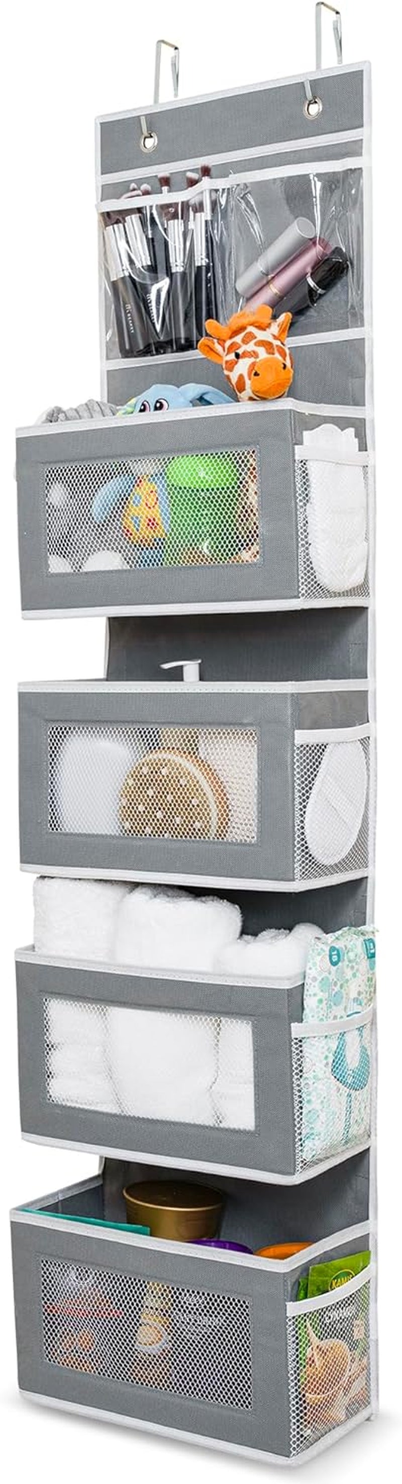 Over the Door Organizer - Clear Mesh Window Hanging Storage Rack - Closet/Wall Organization for Bedroom, Bathroom, Kids Room - Space Saving Shelves for Clothes, Shoe, Towel - Us-Based Brand