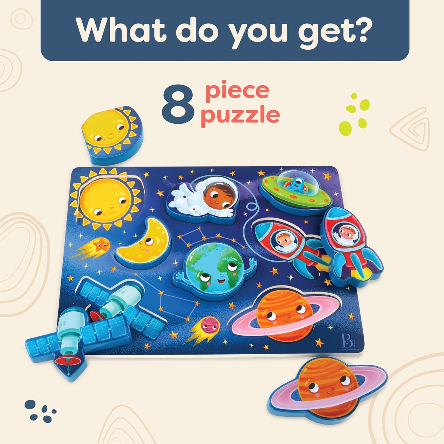 - Peek & Explore - Outer Space- Chunky Puzzle – Puzzle for Toddlers, Kids – Space Puzzle – Planets, Astronauts, Spaceships – 2 Years +