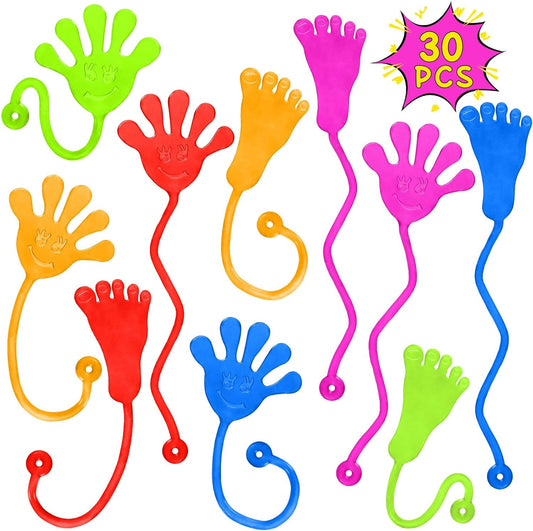 Sticky Hands Bulk 30 PCS Party Favors for Kids 4-8,8-12 Year Stretchy Sticky Hand Feet Goodie Bags Stuffers for Kids Treasure Box Toys for Classroom Small Mini Prizes Birthday Party Supplies Slap Hand