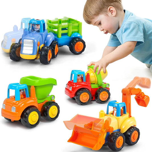 Baby Toys for 1 Year Old Boy Gifts - 4 Pcs Toy Trucks Mini Car Toys for 2 Year Old Boy, Toddler Toys Age 1 2 3 Year Old Boy Toys, Toddler Boy Toys for 1+ Year Old Boy Baby Birthday