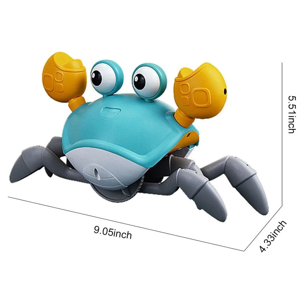 Sensing Crawling Crab Tummy Time Baby Toys  Interactive Walking Dancing Toy with Music Sounds & Lights Infant Fun Birthday Gift Toddler Boy Girl Usb Charging Cable Included Blue