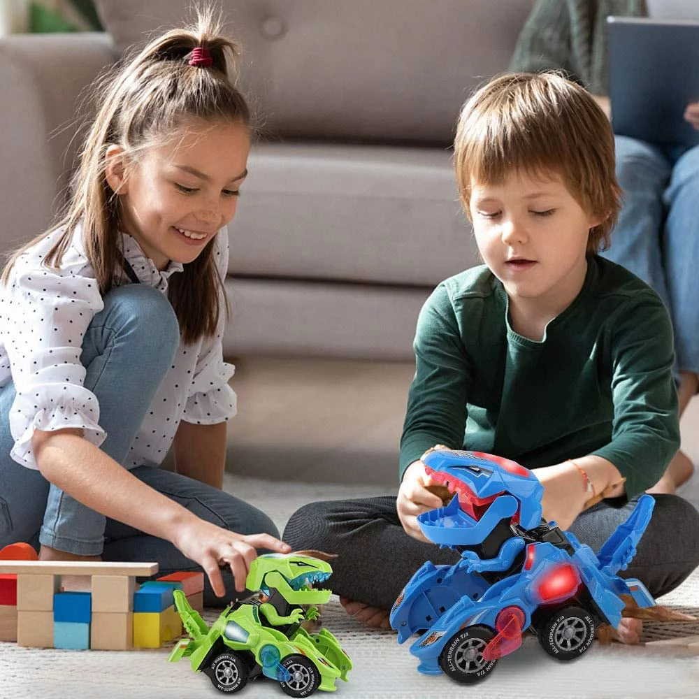 Transforming Dinosaur Car Toys,2 in 1 Automatic Dinosaur Transform Car Toy,Dinosaur Transforming Toy for Kids 3 Year Old and Up