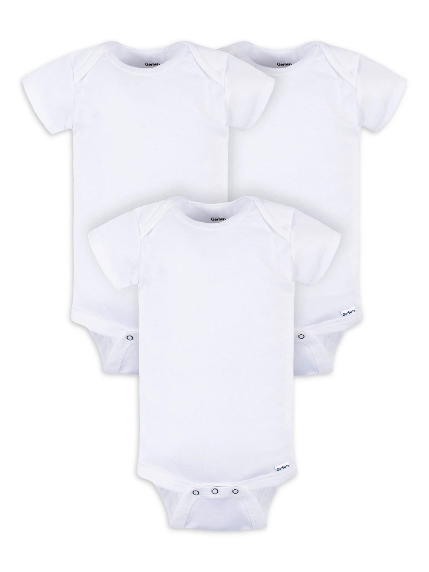 Baby Boy or Girl Unisex White Short Sleeve Cotton Bodysuit, 3-Pack, Sizes Preemie - 24 Months