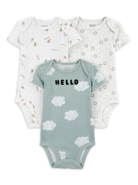 Baby Unisex Bodysuits, 3-Pack, Sizes Preemie-18 Months