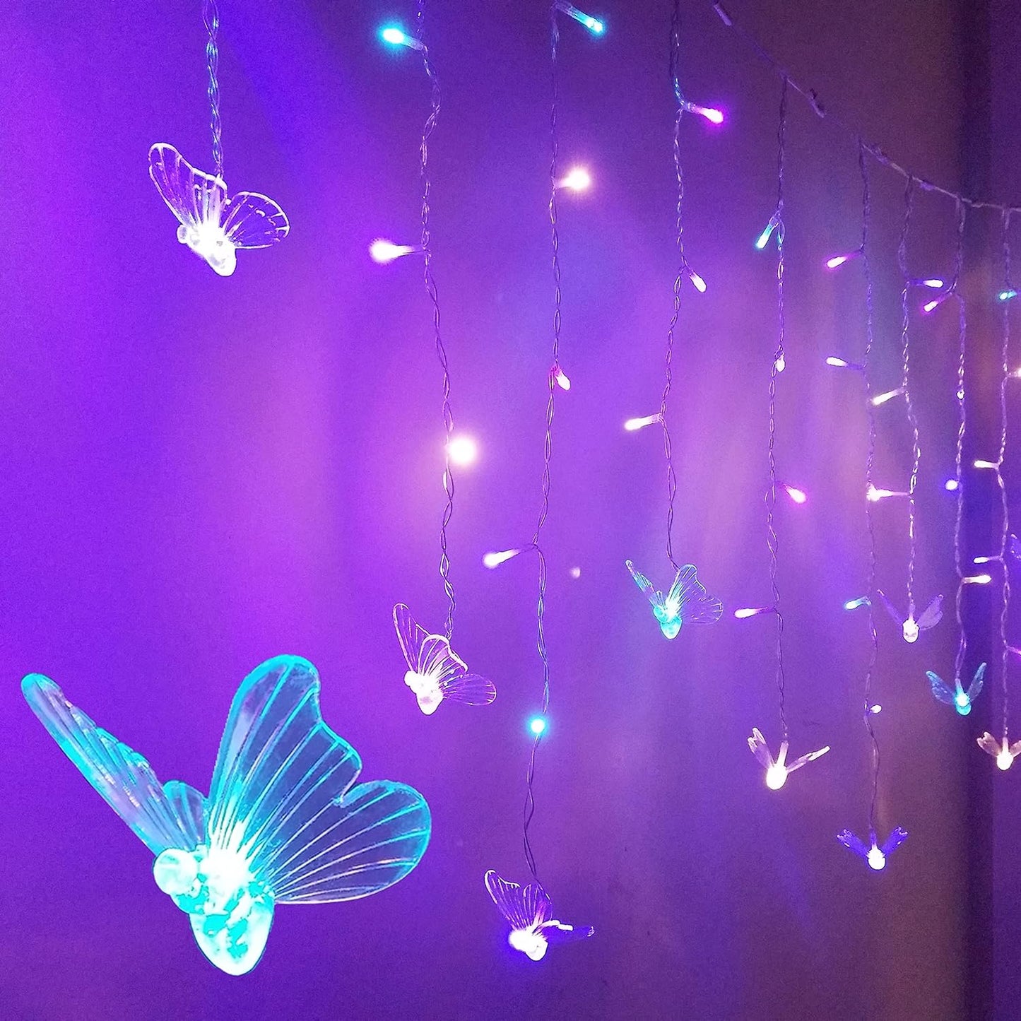 Butterfly Fairy Lights for Bedroom Curtain Lights Twinkle Pastel Cute String Lights Led Hanging for Kids Girls Room for Wall Bed Ceiling Decor with Remote Dimmer