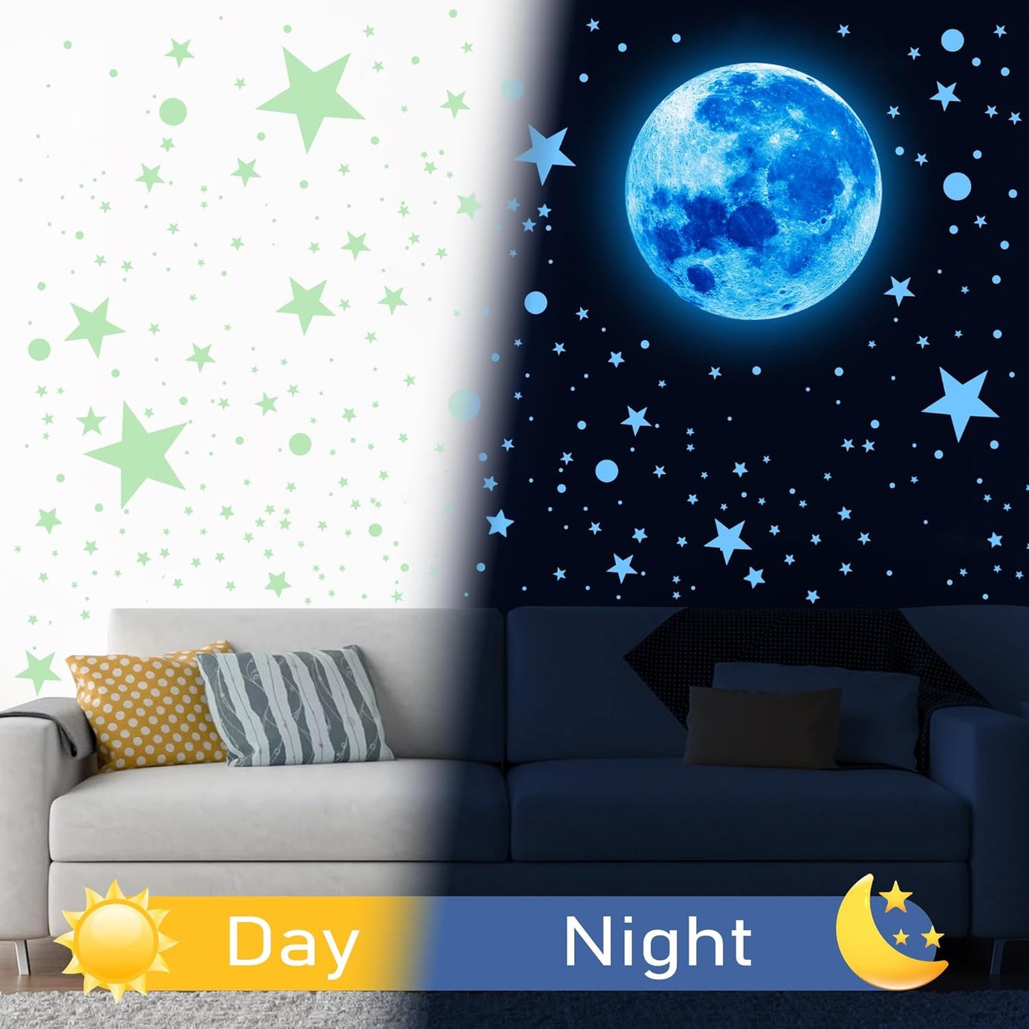 492Pcs Glow in the Dark Stars for Ceiling Glow in the Dark Moon and Space Wall Decals Glowing Galaxy Universe Planet Wall Stickers Ceiling Stars Glow in the Dark Kids Boys Bedroom Living Room Decor