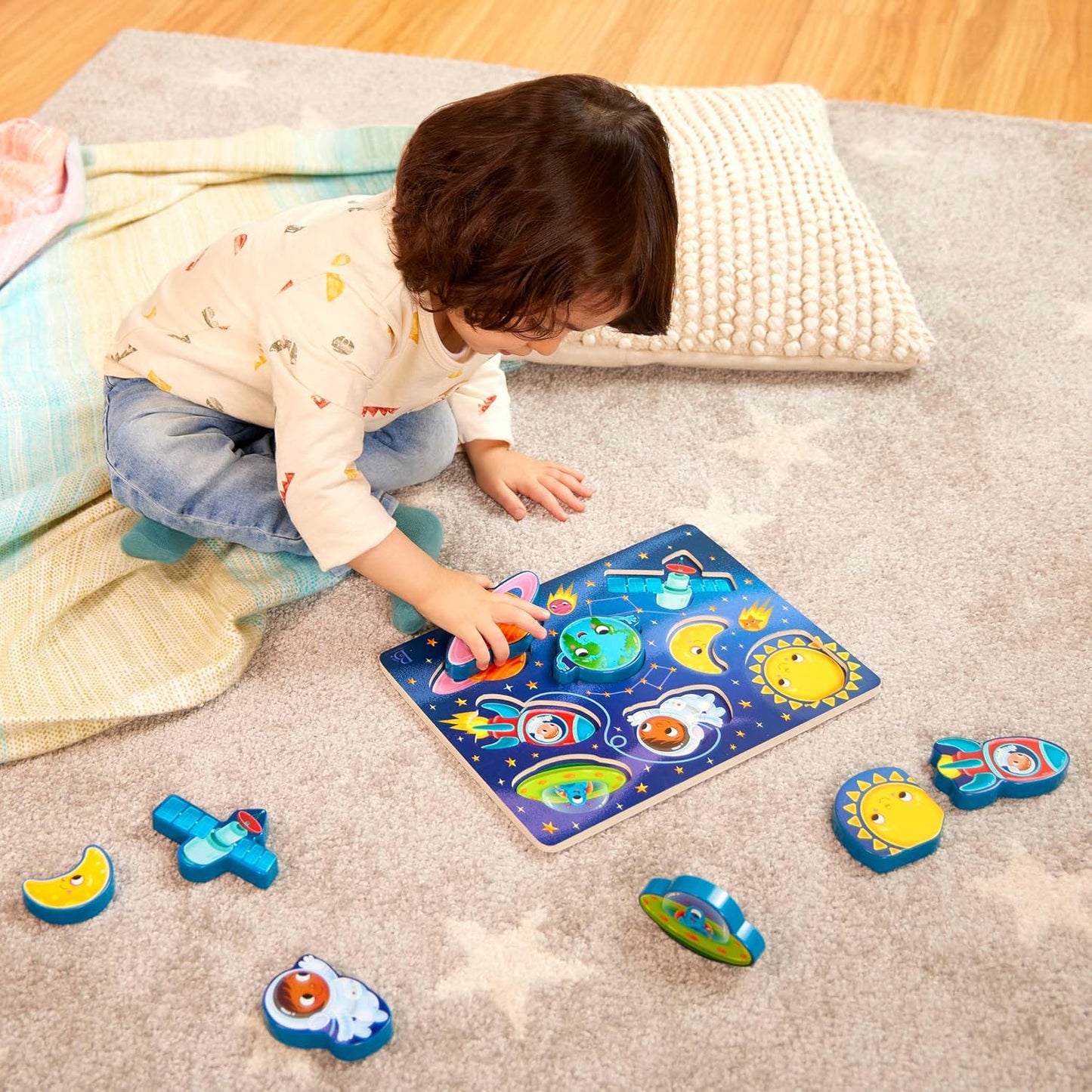 - Peek & Explore - Outer Space- Chunky Puzzle – Puzzle for Toddlers, Kids – Space Puzzle – Planets, Astronauts, Spaceships – 2 Years +