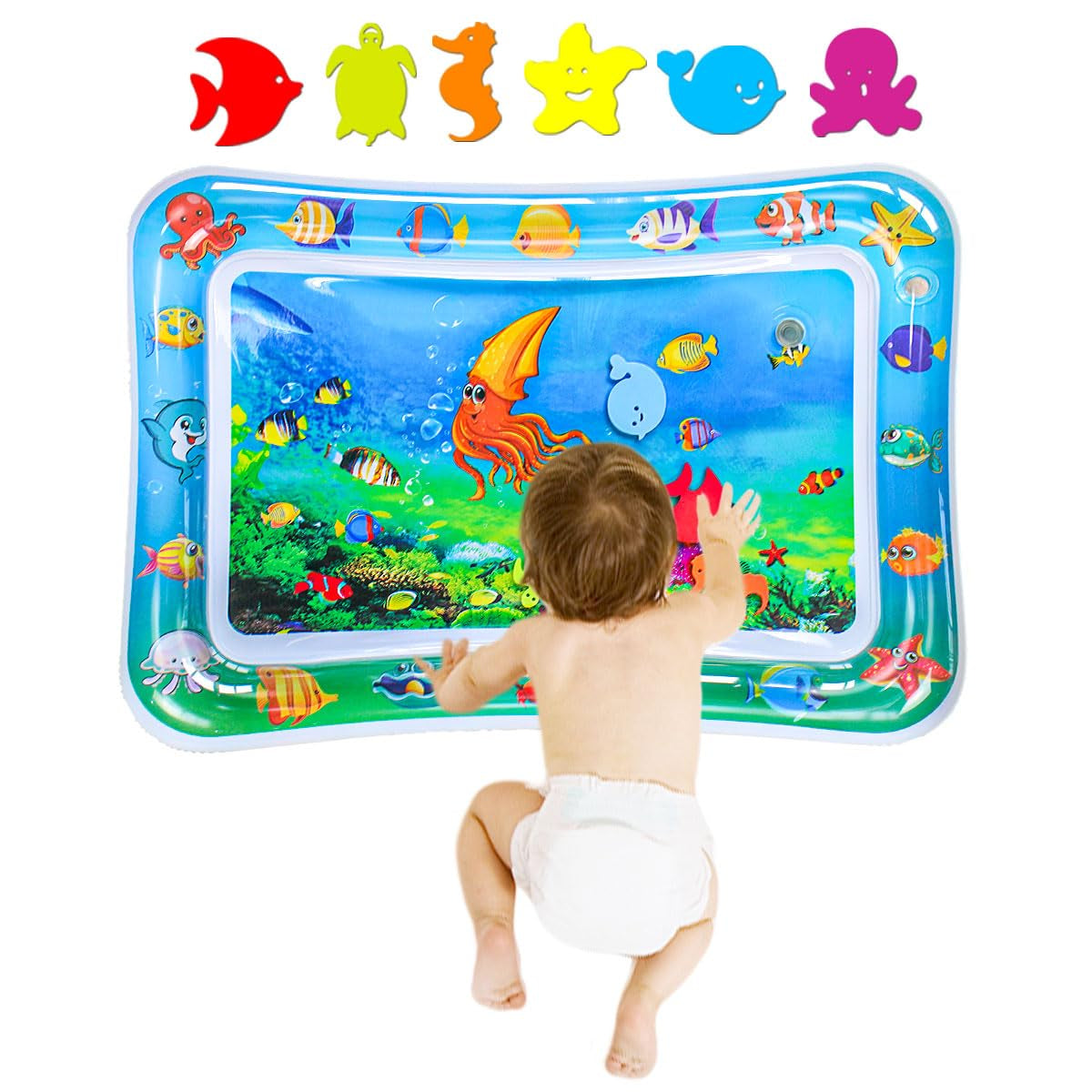 Water Mat Infant Toys, Water Mat Baby, Inflatable Play Mat Water Mat Baby Toys, Fun Early Development Activity Play Center for Newborn (27.5 X 20 In)