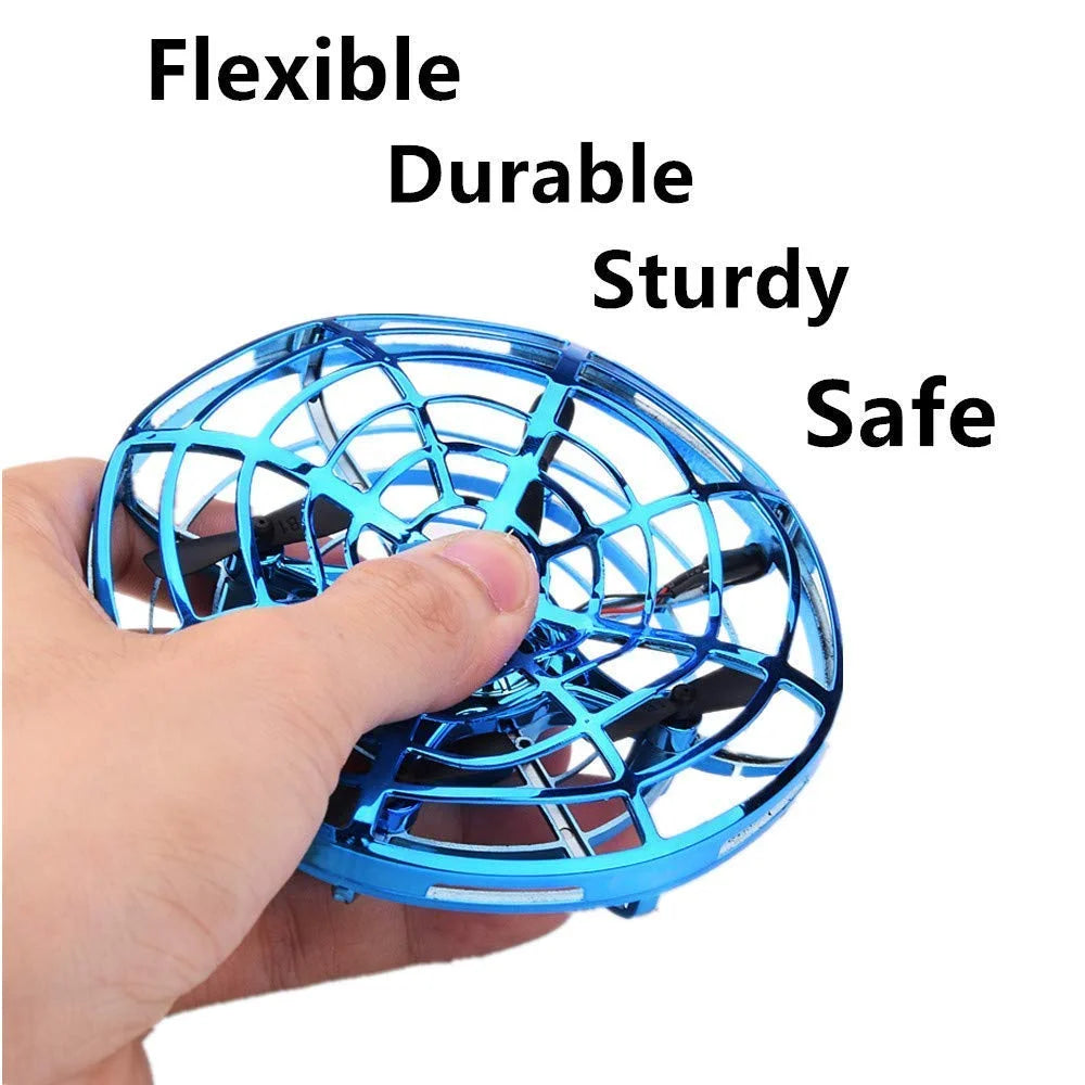 Mini Drones for Kids & Adults, RC UFO Helicopter with LED Lights, Hand Operated Easy Indoor Outdoor Small Orb Flying Ball Drone Toys Gifts for Beginners, Boys & Girls(Blue)