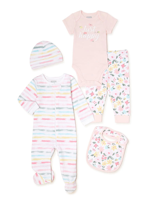 Newborn Baby Girl Shower Gift Set, 5-Piece, Newborn-6/9 Months