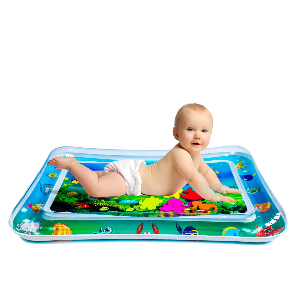 Water Mat Infant Toys, Water Mat Baby, Inflatable Play Mat Water Mat Baby Toys, Fun Early Development Activity Play Center for Newborn (27.5 X 20 In)