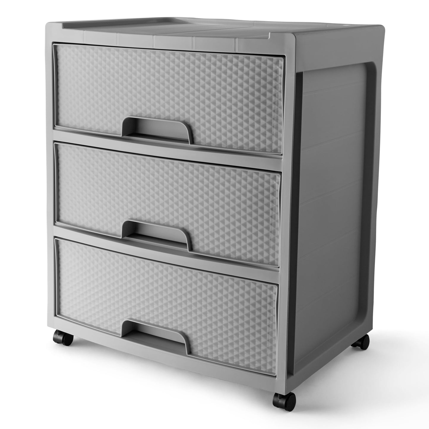 3 Drawer Wide Diamond Arctic White Plastic Storage Cart