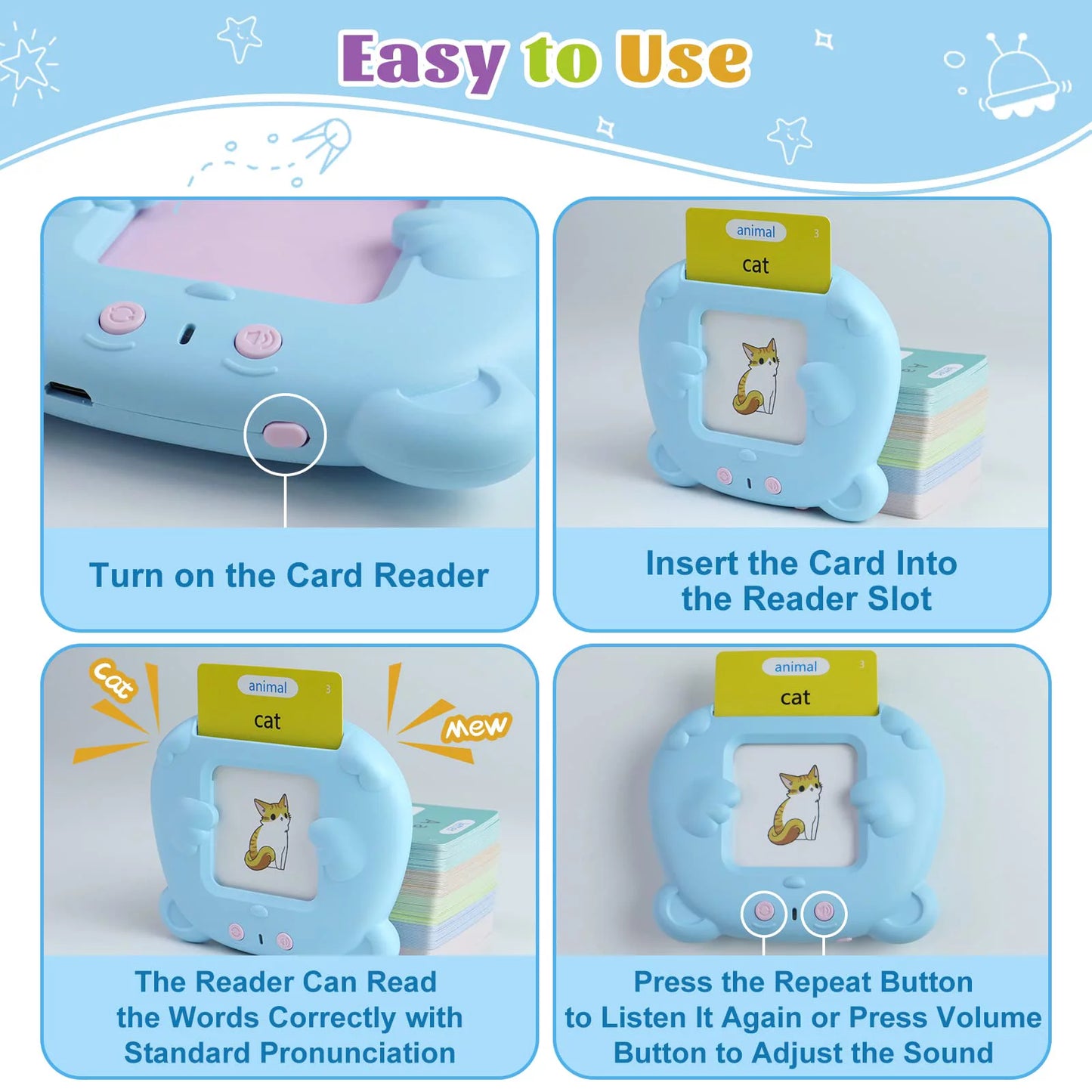 Talking Flash Cards Educational Toys,Toddler Toys for 2 3 4 5 Year Old Boys and Girls,Preschool Montessori Kids Toy Flash Cards for Birthday Gifts