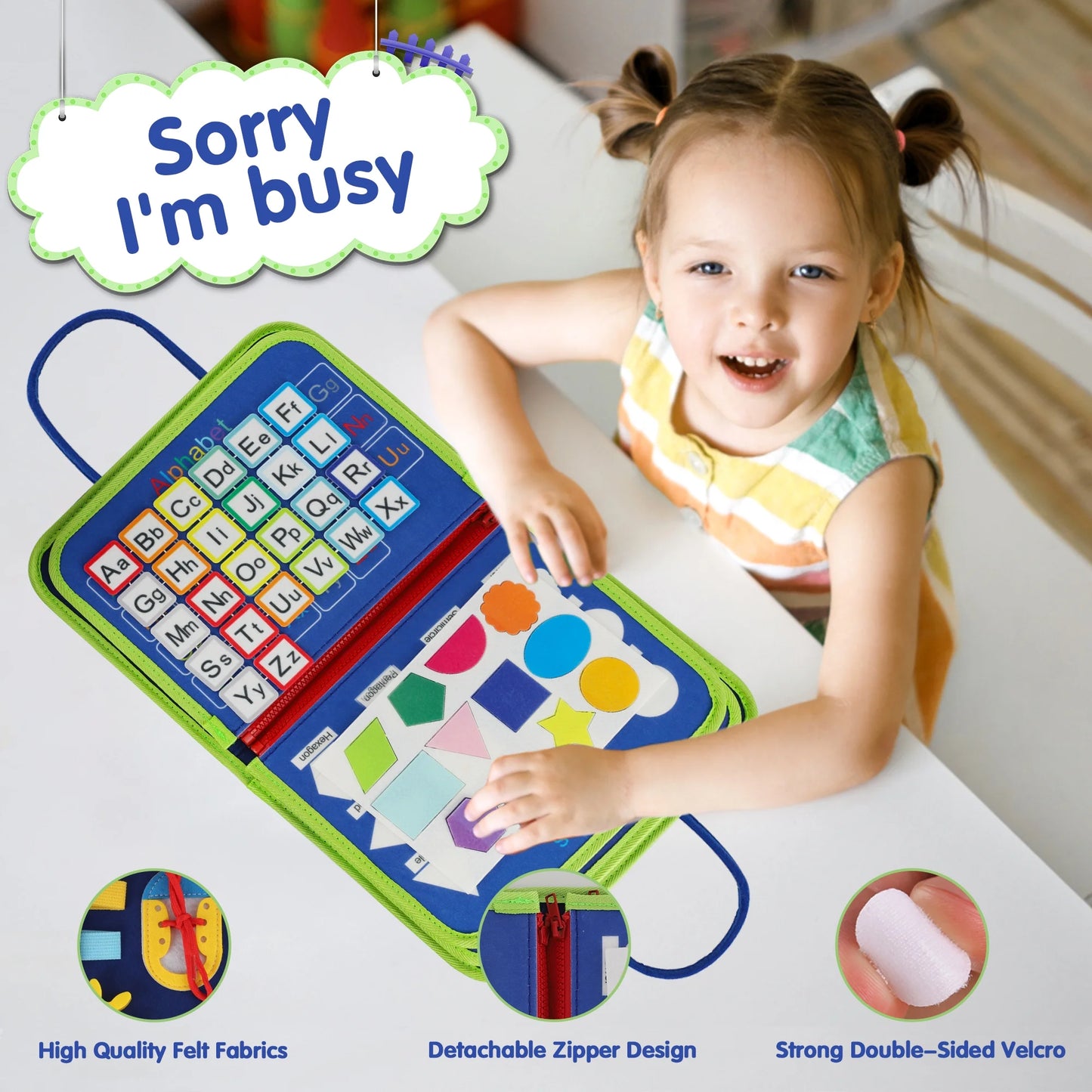 Busy Board Montessori Toys for 1 2 3 4 Year Old 7 in 1 Sensory Board for Toddlers Preschool Learning Activities