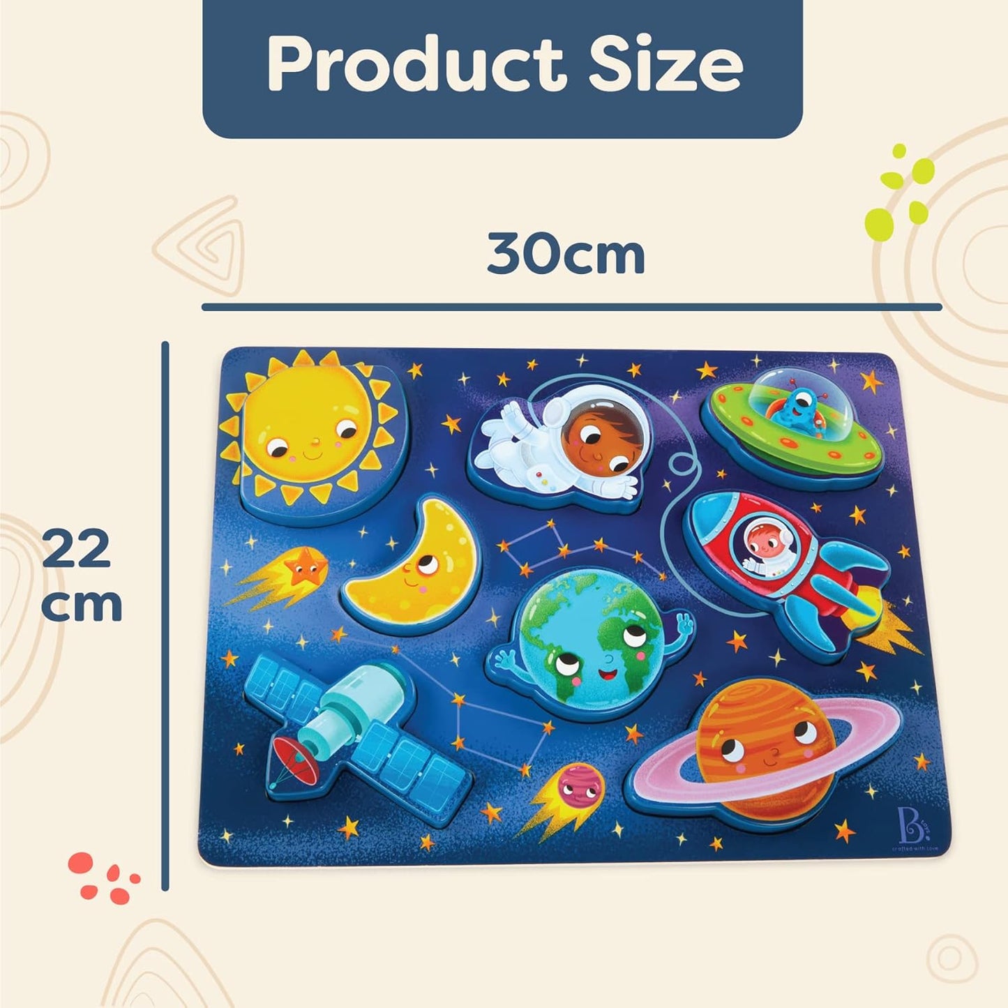 - Peek & Explore - Outer Space- Chunky Puzzle – Puzzle for Toddlers, Kids – Space Puzzle – Planets, Astronauts, Spaceships – 2 Years +