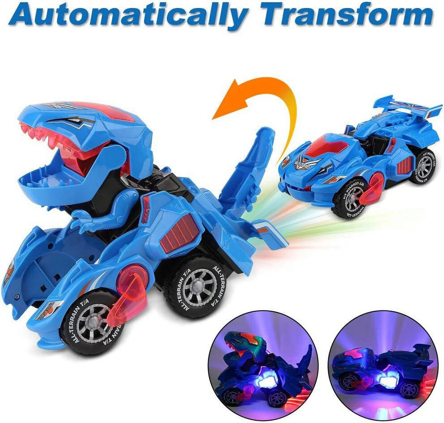 Transforming Dinosaur Car Toys,2 in 1 Automatic Dinosaur Transform Car Toy,Dinosaur Transforming Toy for Kids 3 Year Old and Up