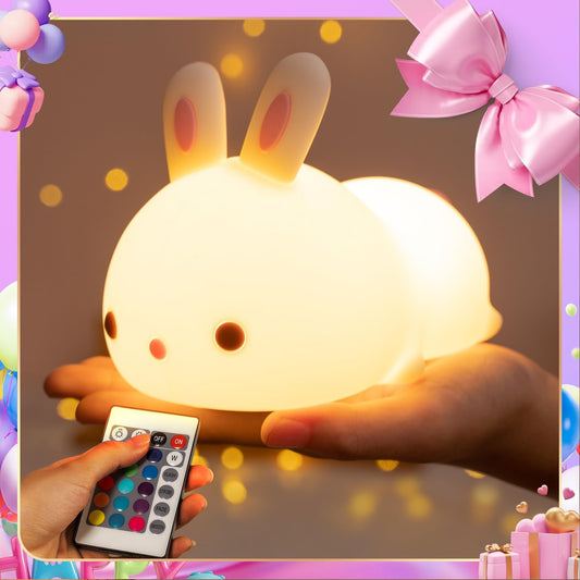 Cute Bunny Night Light for Kids, Remote+16 Colors Teen Girl Gifts for Teen Girls, TAP for FUN Teen Girl Stuff Kids Stuff Anime Stuff,Cute Gifts for Girls Teen Gifts,Cute Things for Teen Girls