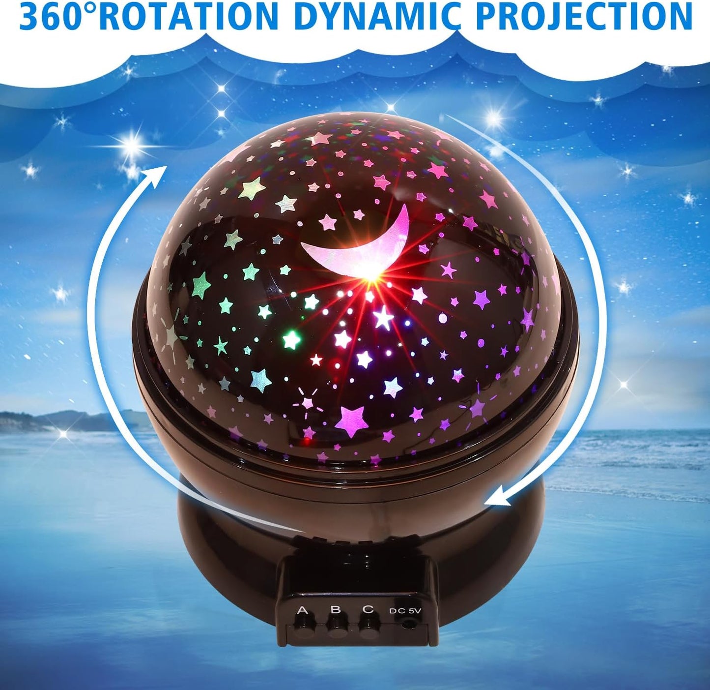 Night Light for Kids, Kids Night Light, Star Night Light, Nebula Star Projector 360 Degree Rotation - 4 LED Bulbs 12 Light Color Changing with USB Cable, Romantic Gifts for Men Women Children