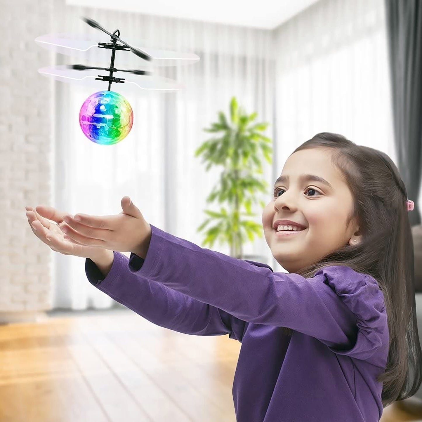 Flying Ball Toy with LED Lights: Hand-Sensing & Remote Control Drone for Kids - Perfect Birthday Gift for Toddlers and Children