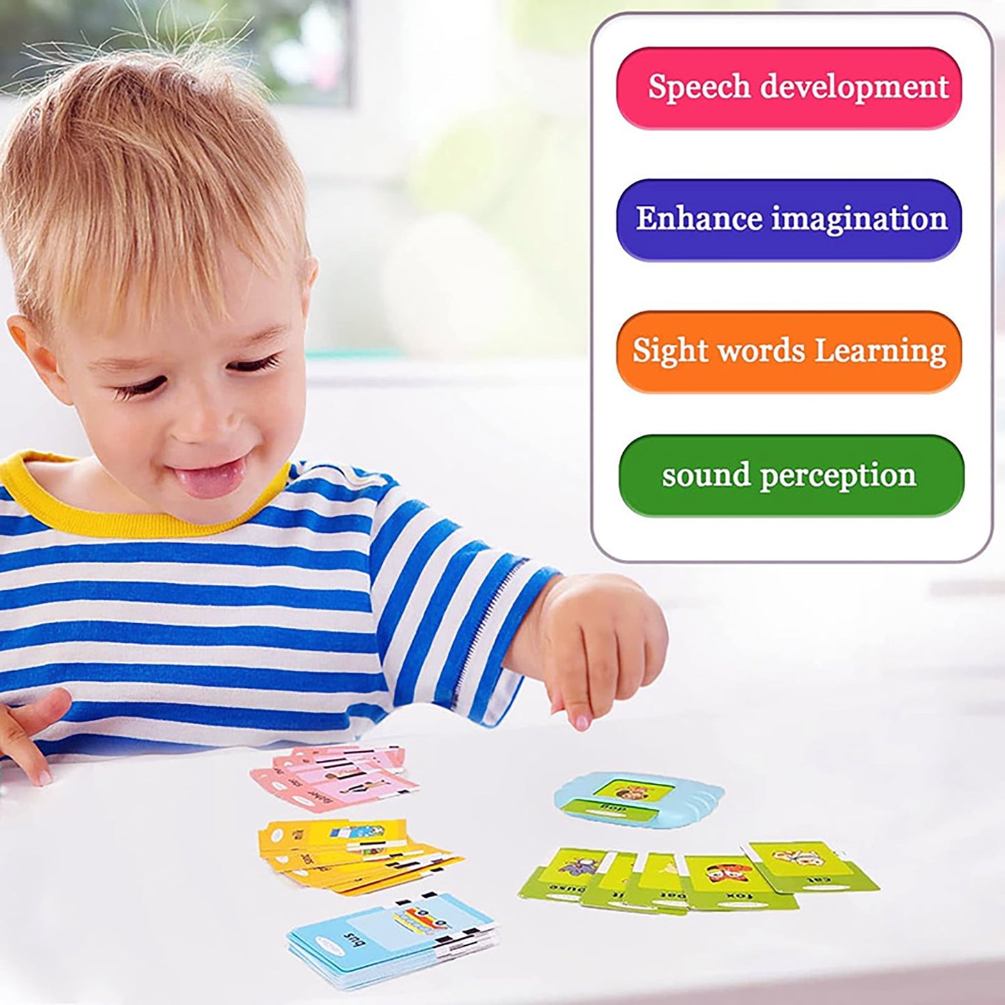 Flash Cards for Toddlers 1 2 3 4 Years Old, 255 Words, Learn Alphabet, Numbers, Colors, Animal, Nature - Educational Interactive Talking Toy Flashcards for Kids Teaching Aids