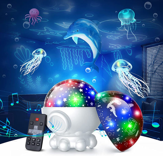 Night Light Projector,Night Light for Kids Room with Remote and Timer,360° Rotation,3 Projection Films,17 Light Modes,9 Lullaby Songs,Kids Night Light,Birthday Christmas Gifts for Boys Girls