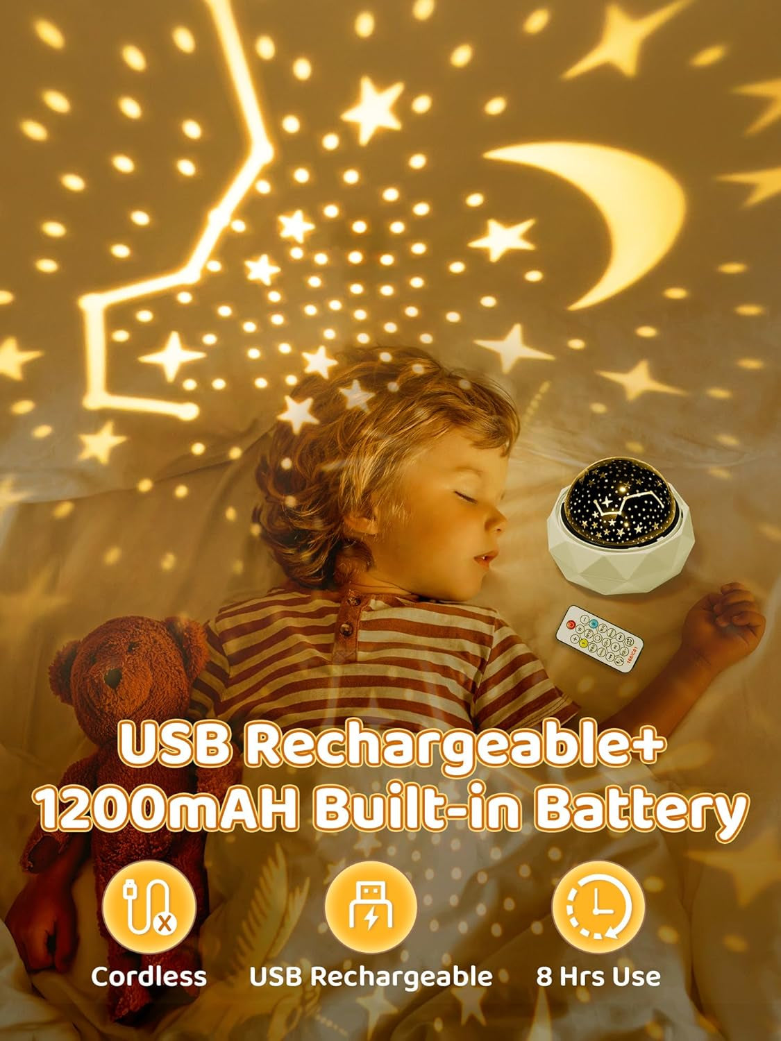 Night Light Projector for Kids Room+12 White Noises+144 Lightings, 3 Films +USB Rechargeabl Kids Night Light Projector, Star Night Light Projector Night Light for Kids Projector Night Light for Kids