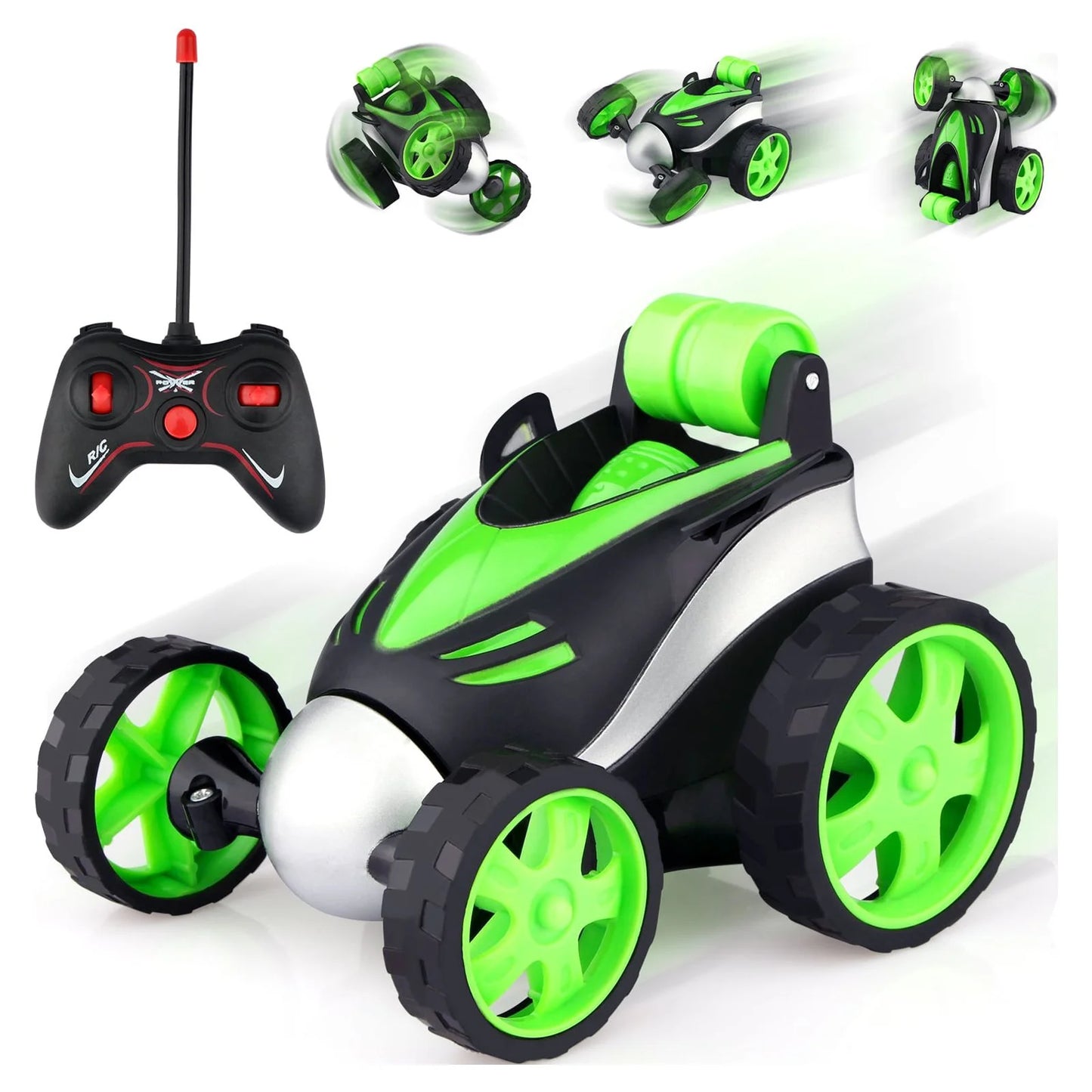 Rolling Remote Control Car, RC Roller Stunt Car 360 Degree Rotation Gifts for Kids Racing Toys, Kids 3 4 5 6 7 8 9 10 Years Old Boys and Girls, Green