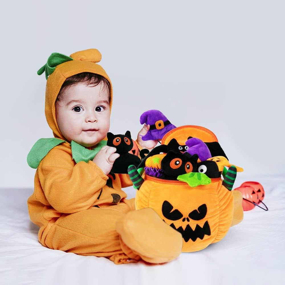 Baby'S My First Pumpkin Halloween Playset, Stuffed Pumpkin Plush Baby Toys for Halloween Theme Decoration, Halloween Playset, Party Favor Supplies