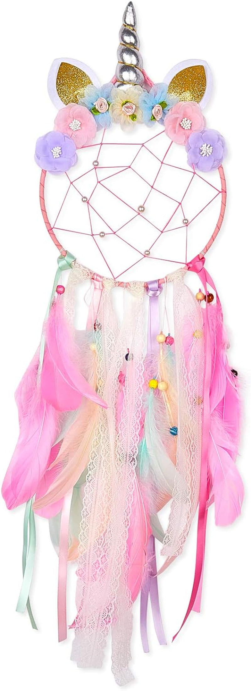 Dream Catchers for Kids Unicorn Wall Decor for Girls Bedroom Flower Feather Wall Hanging Decoration